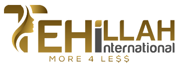A black and gold logo for ehili international
