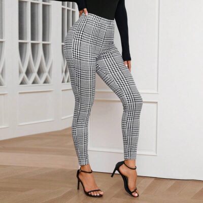 Houndtooth Fitted Women Pants